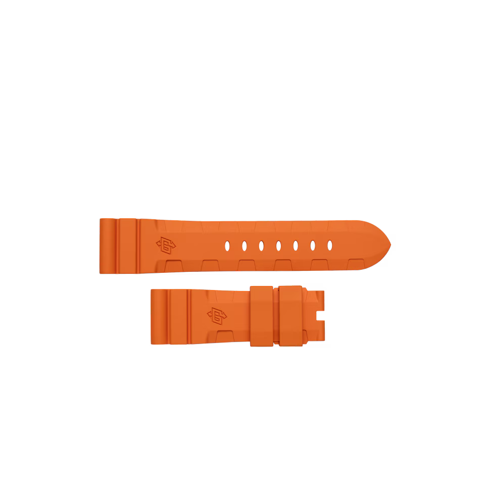 Panerai Orange Accordion Rubber Strap for Pin Tang Buckle (BA) 24/22