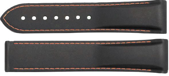 Omega Black / Orange Stitching Rubber Strap 20mm for Planet Ocean